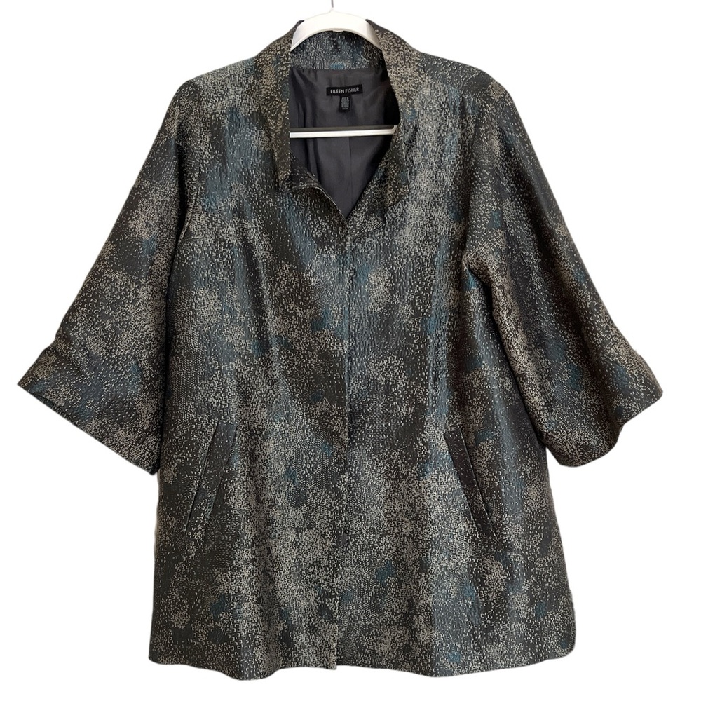 Eileen Fisher Silk/Recycled Poly Jacquard Jacket Large